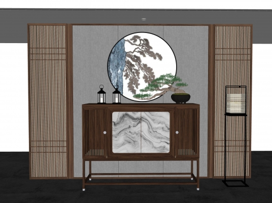 新中式摆台条案条桌，盆景摆件，玄关柜