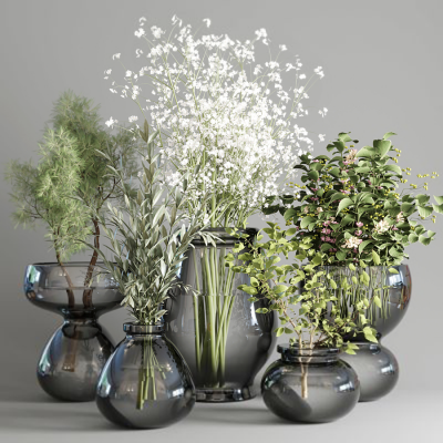 系列植物花束室内玻璃花瓶