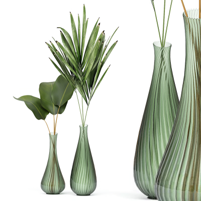 现代绿植花瓶花艺，玻璃花瓶