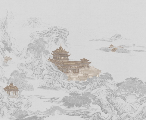 中式山水图案壁纸背景画 (9)