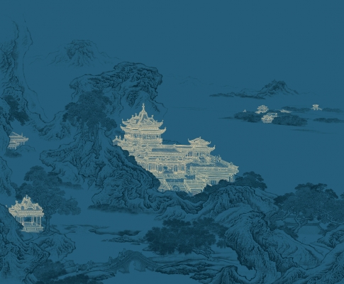 中式山水图案壁纸背景画 (11)