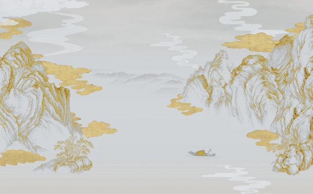 中式山水图案壁纸背景画 (21)