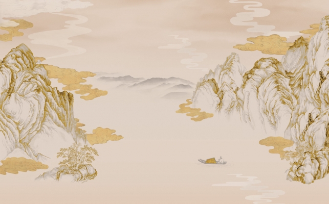 中式山水图案壁纸背景画 (22)