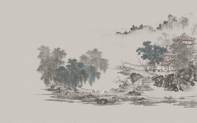 中式山水图案壁纸背景画 (25)