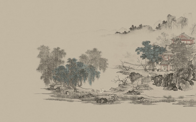 中式山水图案壁纸背景画 (26)