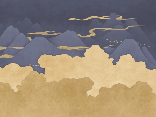 中式山水图案壁纸背景画 (28)