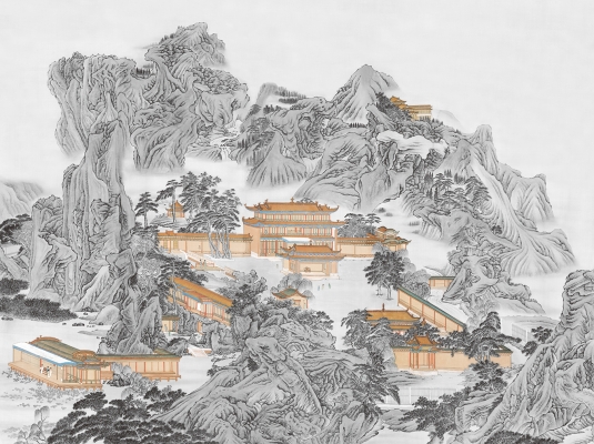 中式山水图案壁纸背景画 (47)