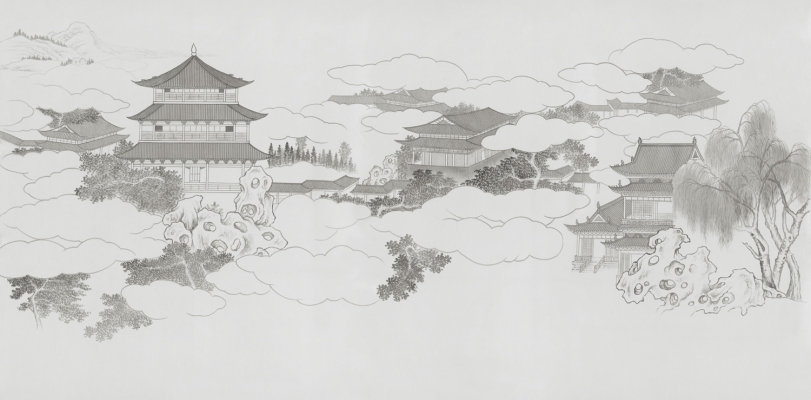 中式山水图案壁纸背景画 (62)