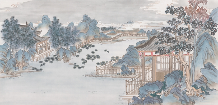 中式山水图案壁纸背景画 (63)