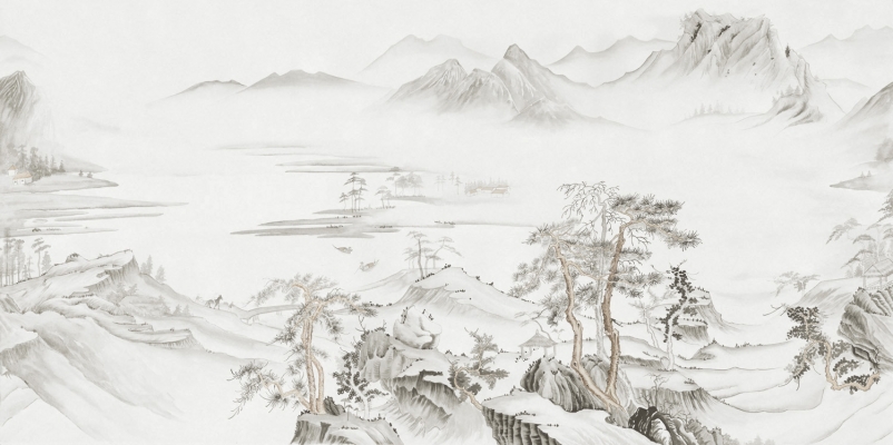 中式山水图案壁纸背景画 (69)