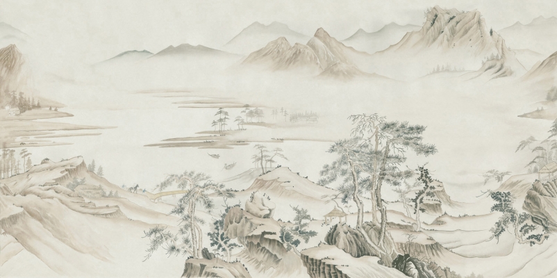 中式山水图案壁纸背景画 (70)