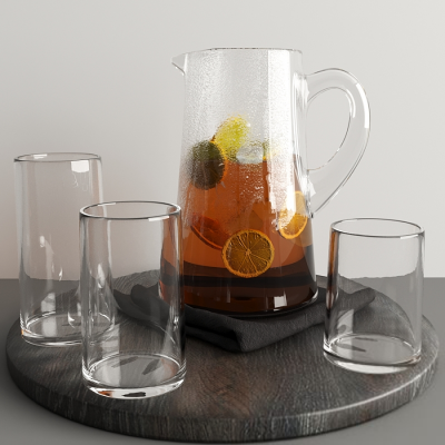现代玻璃水壶，水杯