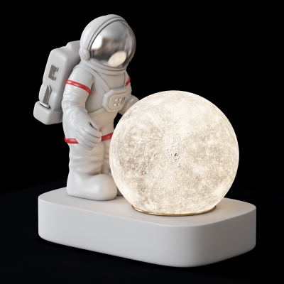 现代太空人宇航员月球台灯雕塑摆件
