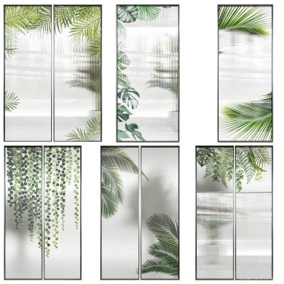 植物玻璃门，屏风隔断