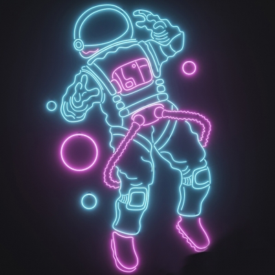 现代宇航员太空人霓虹灯彩灯