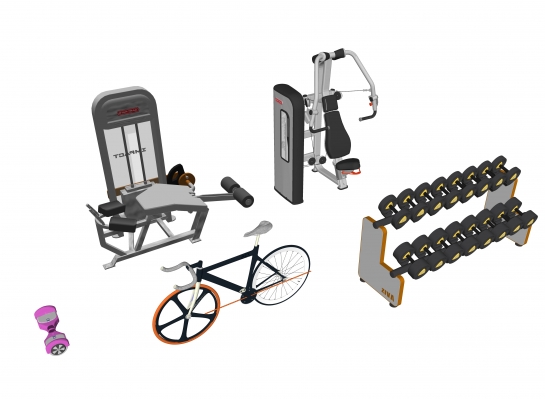 现代健身器材哑铃举重机，公路自行车，平衡车