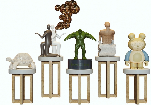 现代抽象人物乌龟小熊绿巨人潮玩雕塑饰品摆件