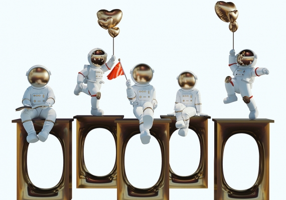 现代太空人航天员宇航员潮玩雕塑饰品摆件