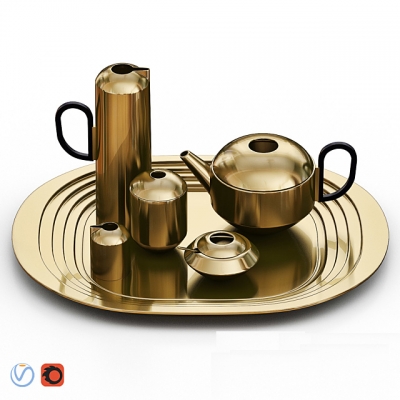 金属茶壶托盘水壶组合
