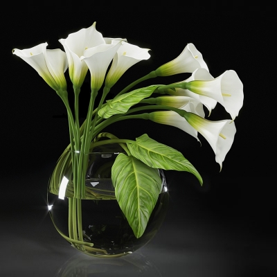 马蹄莲玻璃花瓶，花艺