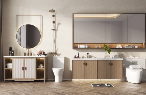 新中式浴室柜 洗手台，卫生间用品洗漱用品组合