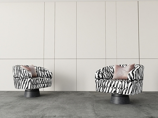 现代斑马条纹艺术单人沙发SU模型