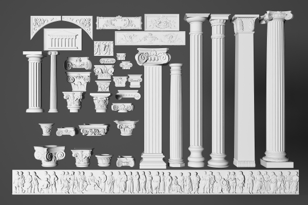 欧式罗马柱雕花柱头浮雕