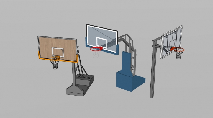 现代篮球架 篮球框su模型