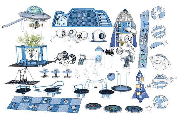 现代星空主题儿童乐园,太空儿童活动场地器械
