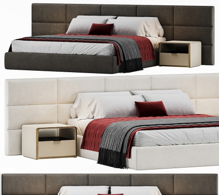 delavega 双人床，床头柜组合3d模型