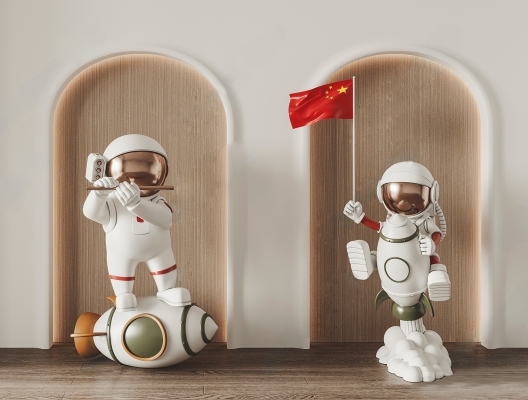 现代宇航员雕塑摆件su模型