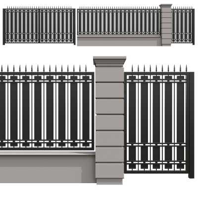 现代围栏 ，护栏栏杆， su模型