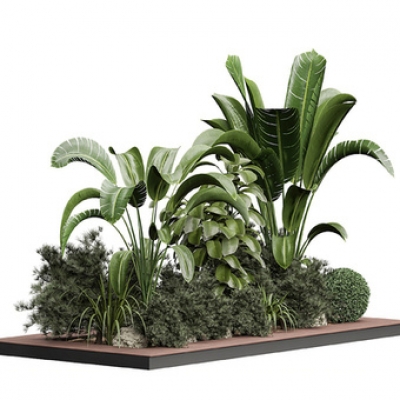 现代植物堆绿植植物景观su模型