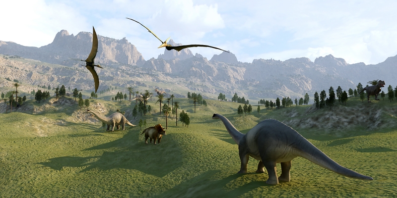 现代风景山脉恐龙3D模型