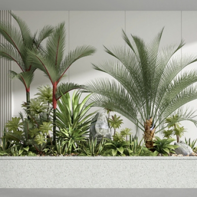 现代室内植物堆花池花槽su模型