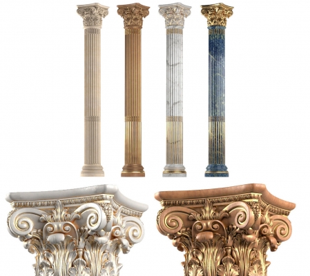 欧式罗马柱，柱头su模型 