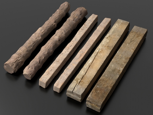 新中式木头木梁木方子3D模型