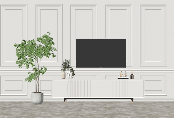 现代电视柜 植物绿植盆栽