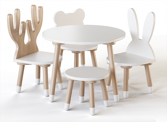现代儿童桌椅组合3D模型
