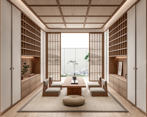 新中式日式茶室su模型