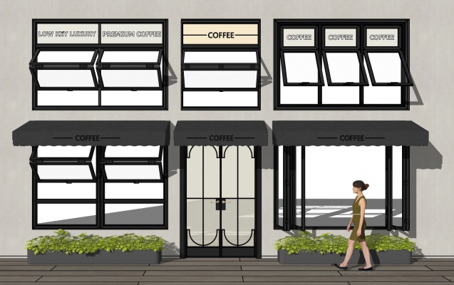 现代咖啡店网红折叠窗_窗户SU模型
