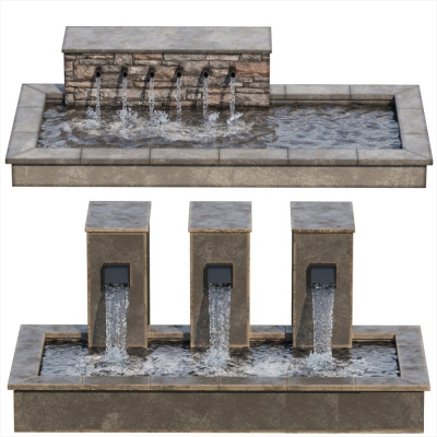 现代景观水景喷泉流水- su模型