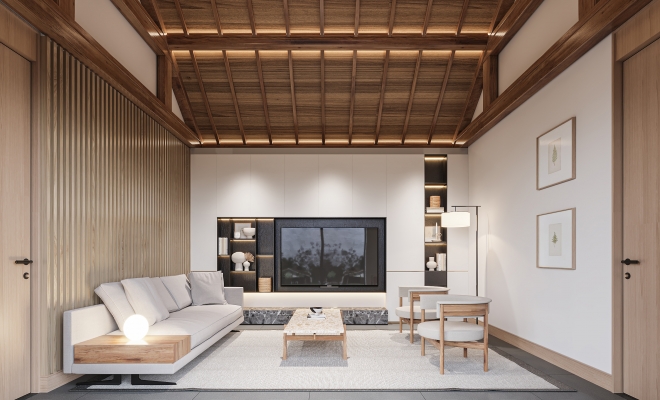新中式客厅3d模型 