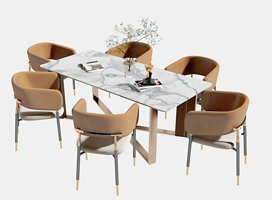 大理石餐桌椅 3d模型