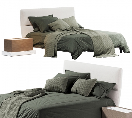 De-light Bed Green现代双人床su模型