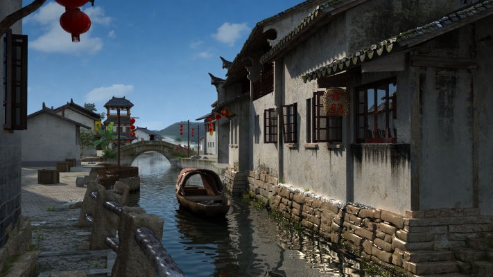 中式水巷古街