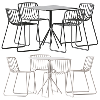 现代户外铁艺餐桌椅su模型