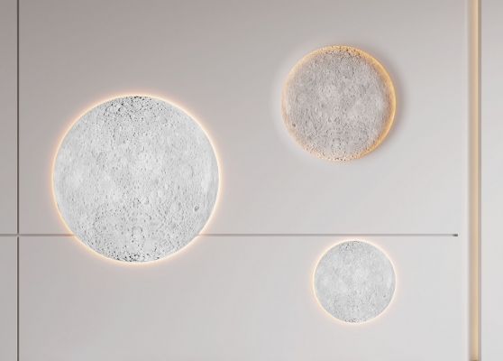 现代月球壁灯3D模型