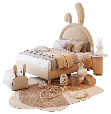 兔子儿童床 小孩床兔子造型懒人沙发su模型