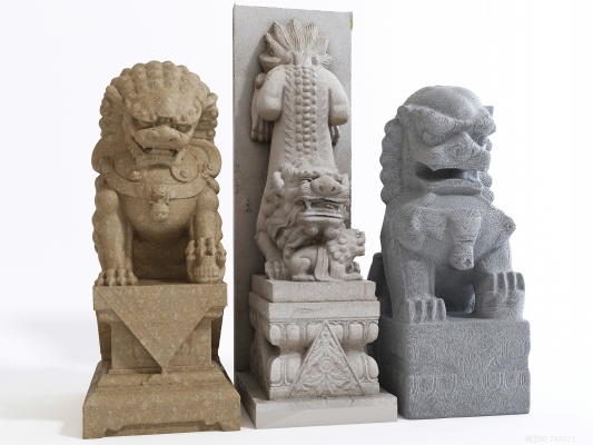 中式雕塑，石狮子